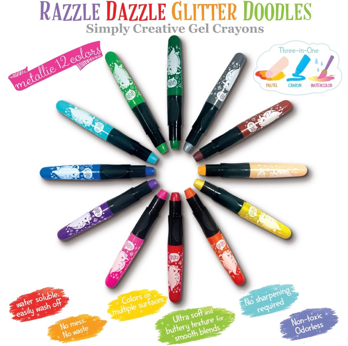 Glitter Animal Dry Erase Coloring Book & Crayon Gift Set