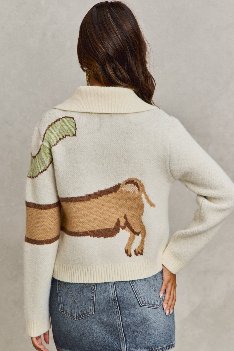 Cozy Dog Sweater Cardigan