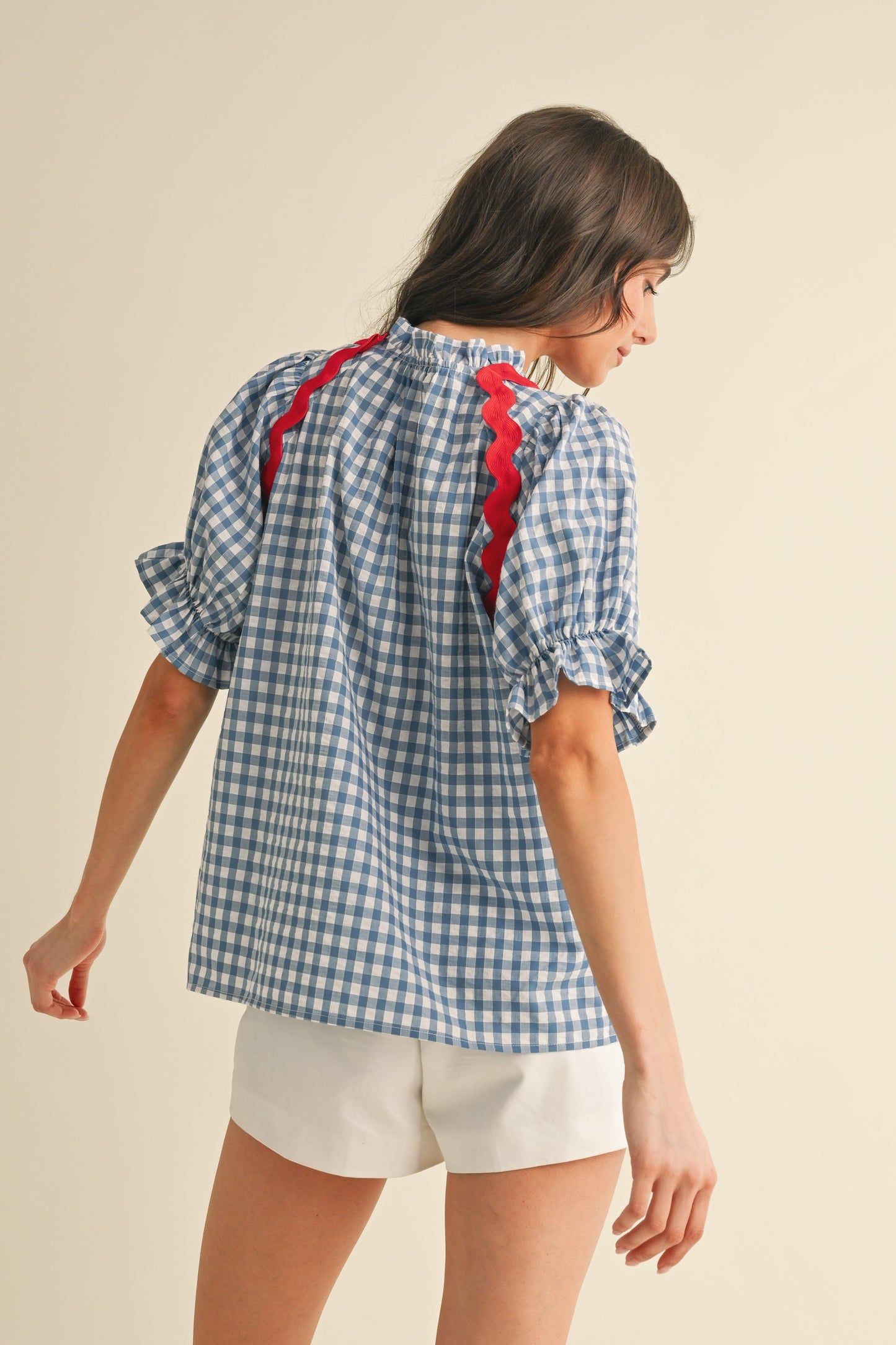 Ric Rac Light Blue Gingham Top