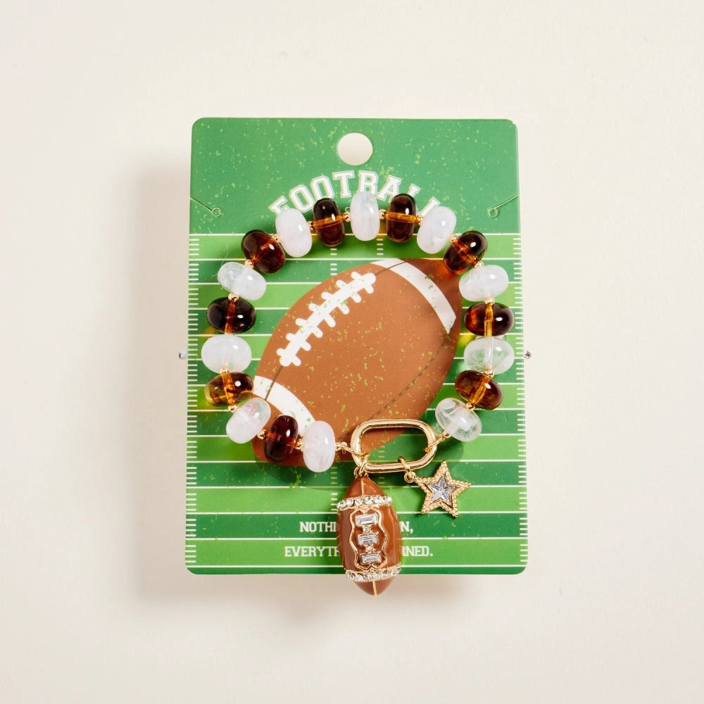 7.25 In Football Star Beaded Stretch Bracelet