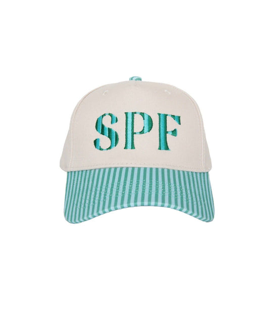 Aqua Green Striped SPF Hat