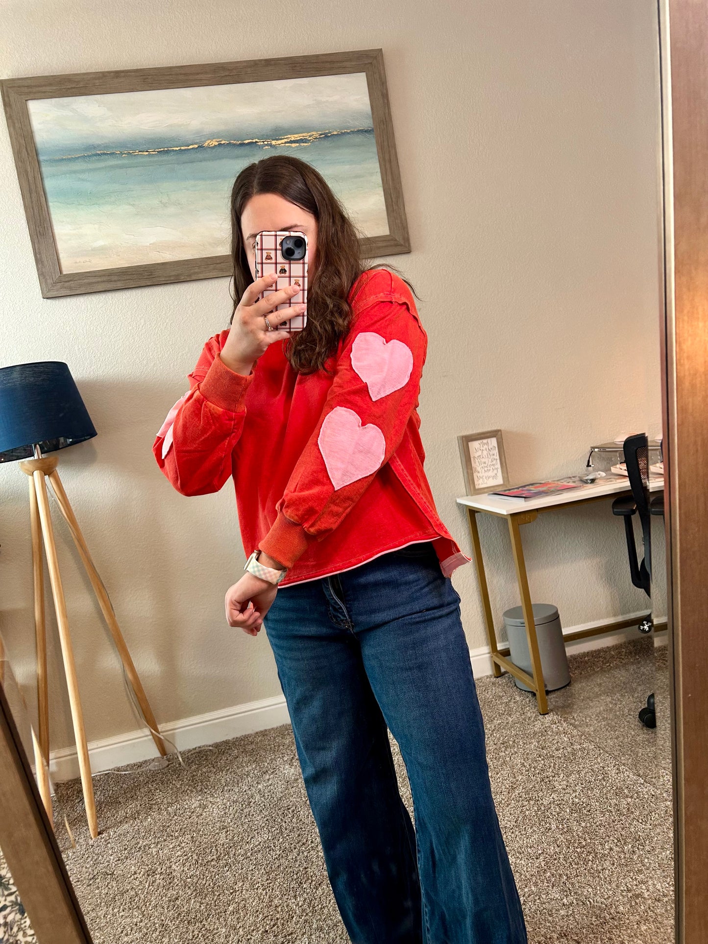 Heart Patched French Terry Sweatshirt