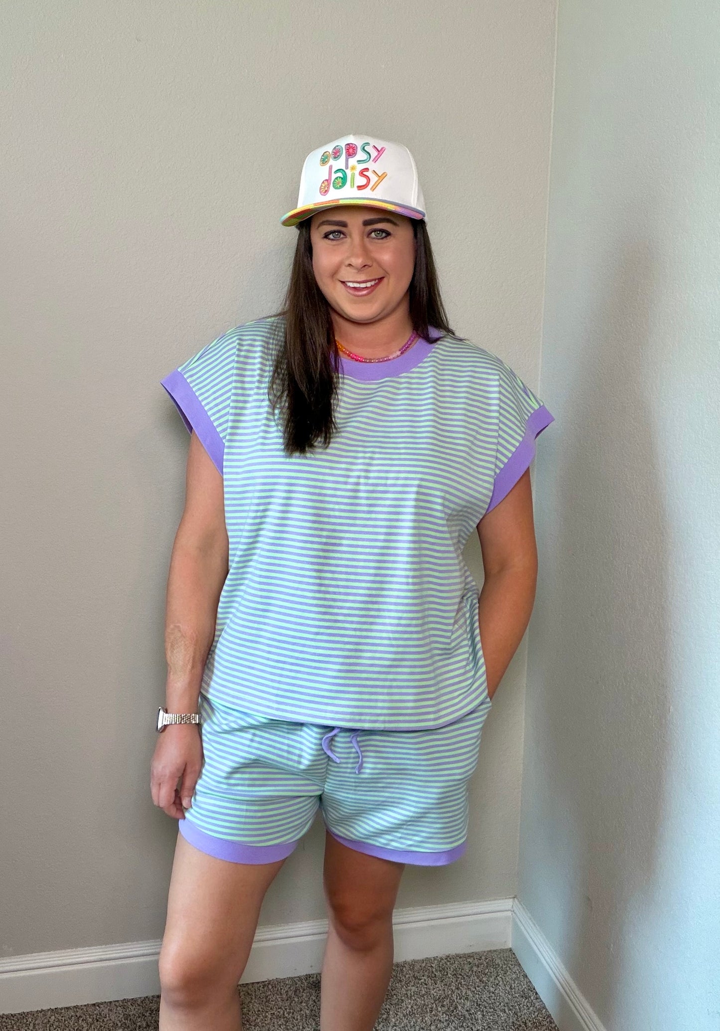 Lilac and Mint Striped Lounge Set