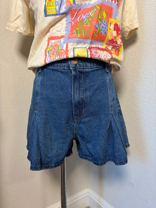 Pleated Elastic Cinch Waist Shorts