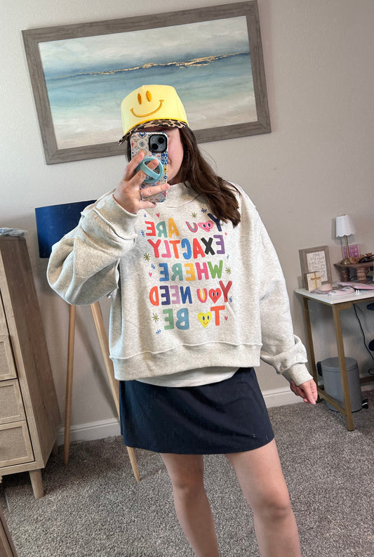 Reversible Mock-Neck Crop Sweatshirt