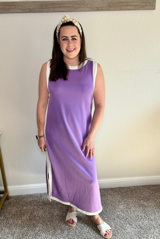 Lavender Contrast Midi Dress