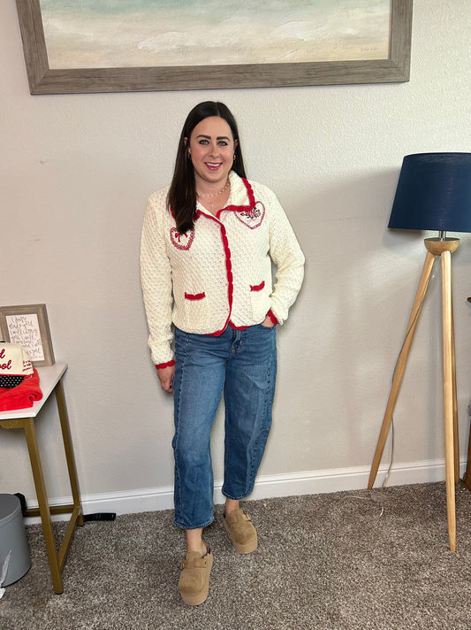 Heart Bouquet Crochet Scallop Cardigan