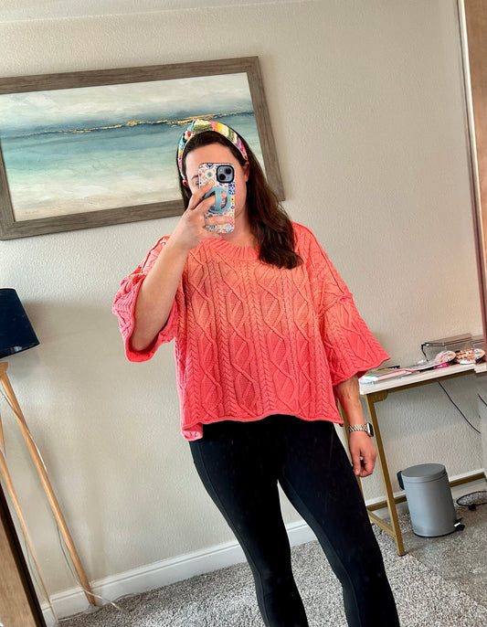 Coral Cable Knit Sweater