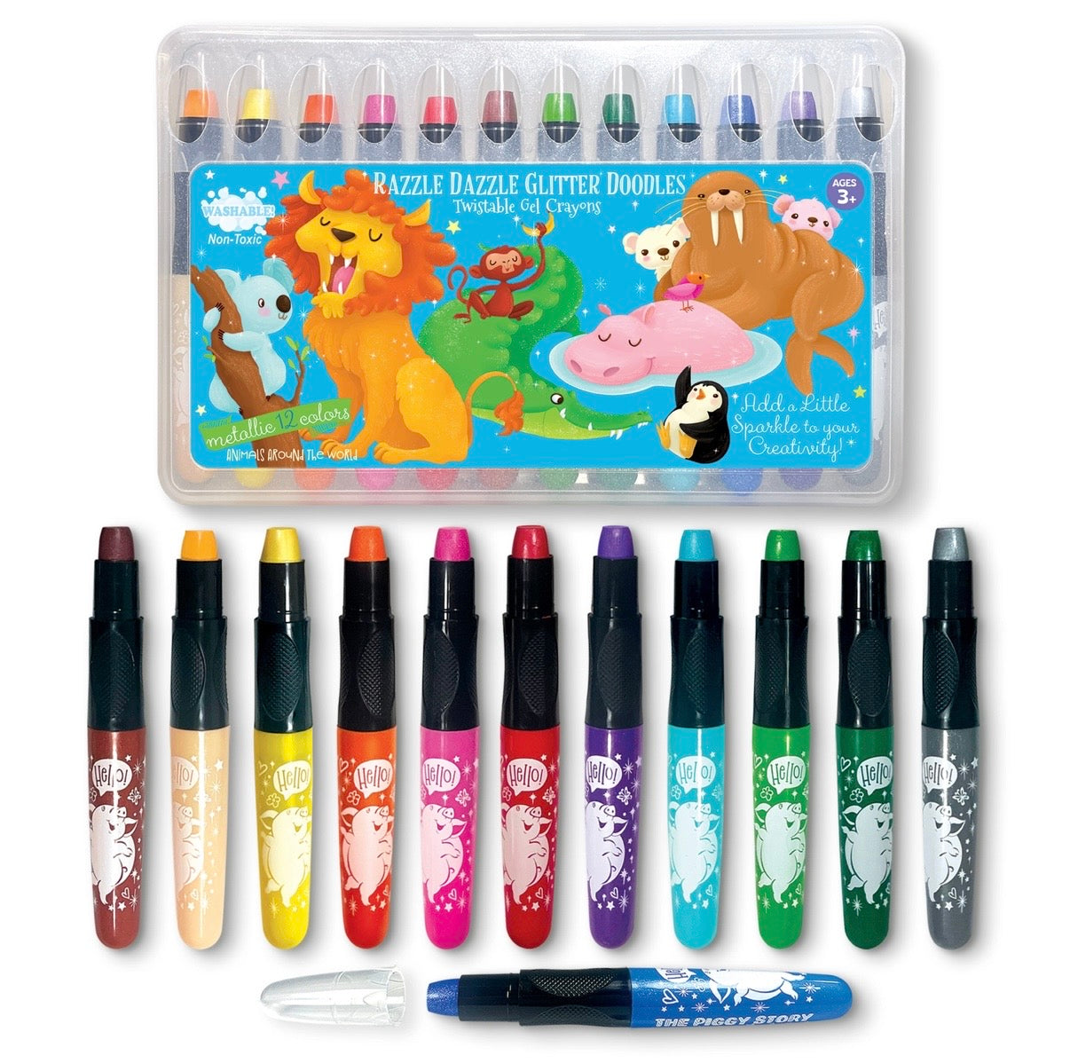 Glitter Animal Dry Erase Coloring Book & Crayon Gift Set