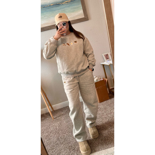 Breakfast Favs Fleece Sweatshirt & Barrel Leg Sweatpants Set