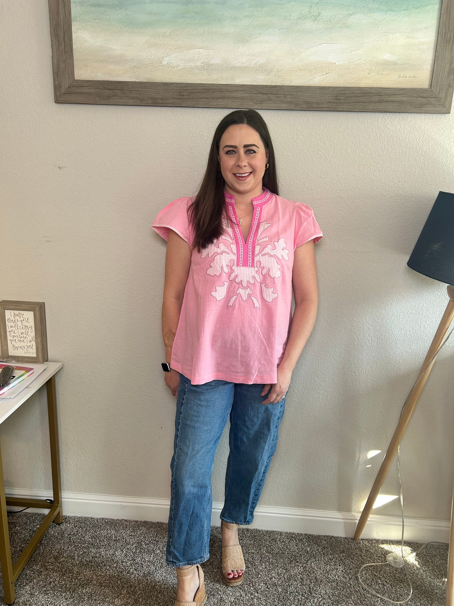 Light Pink Appliqué Top