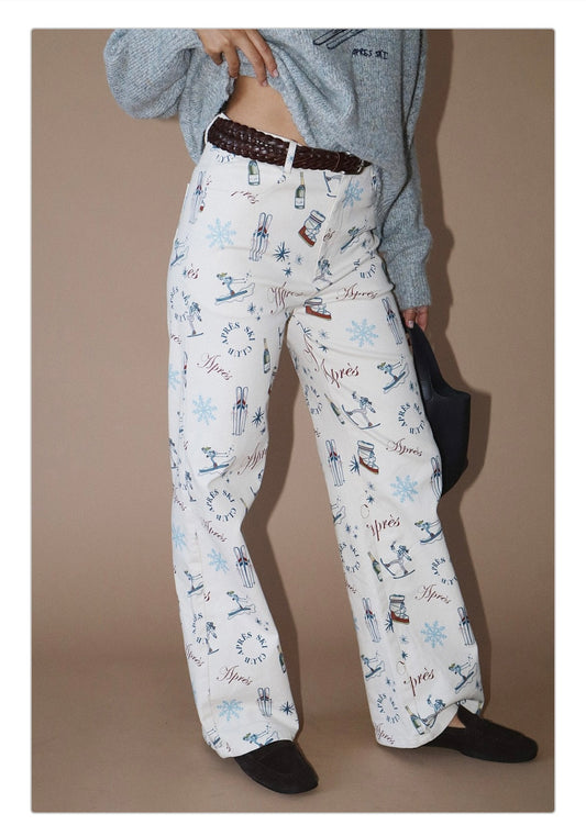 Apres Ski Print Wide Leg Pant