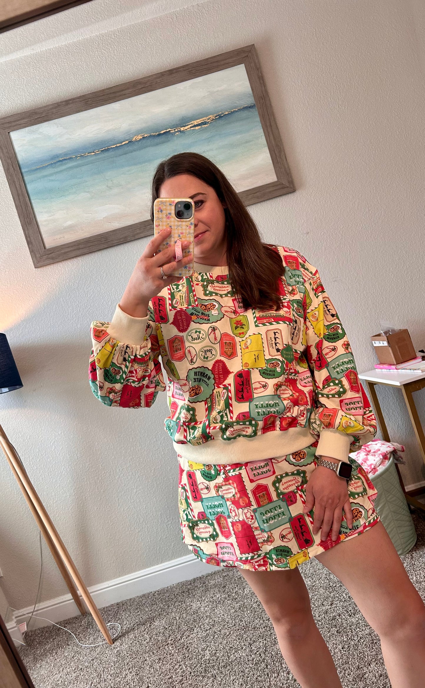 Vintage Holiday Sweatshirt & Shorts Set