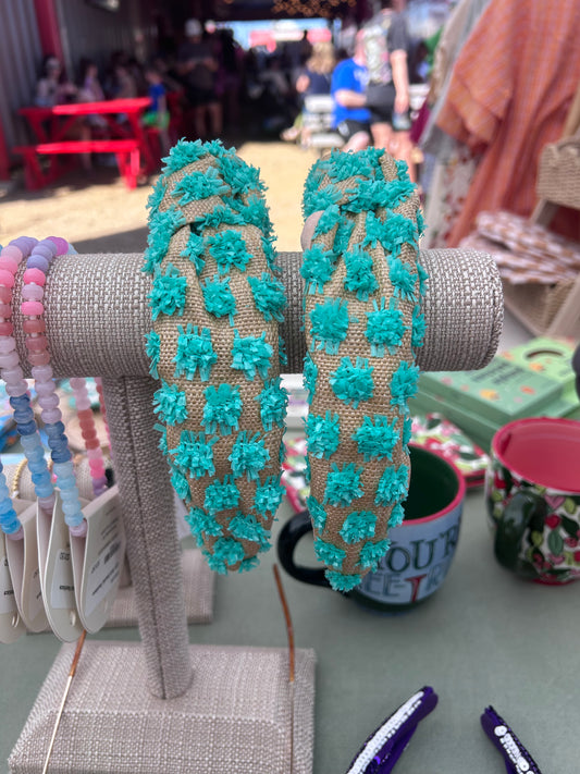 Turquoise Pom Knotted Headband