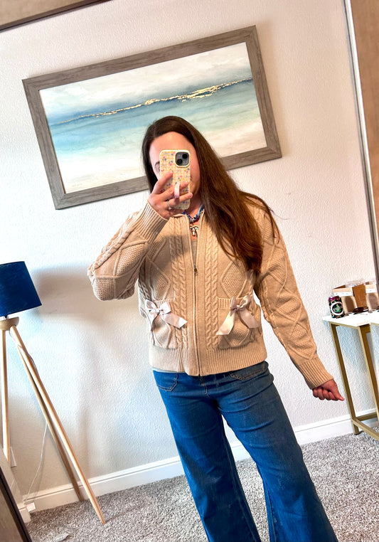 Bow Cable Knit Sweater