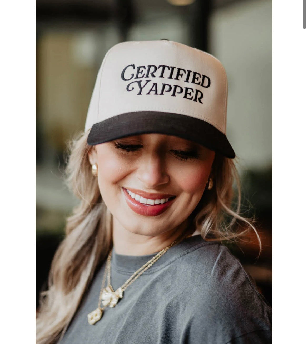 Certified Yapper Two-Toned Vintage Hat