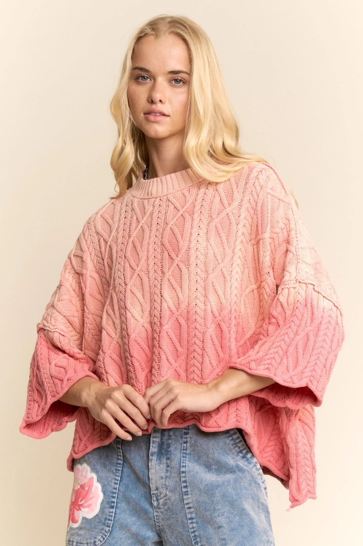 Coral Cable Knit Sweater