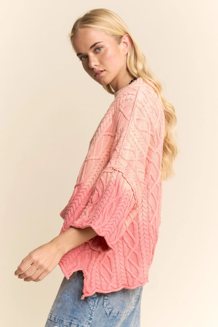 Coral Cable Knit Sweater