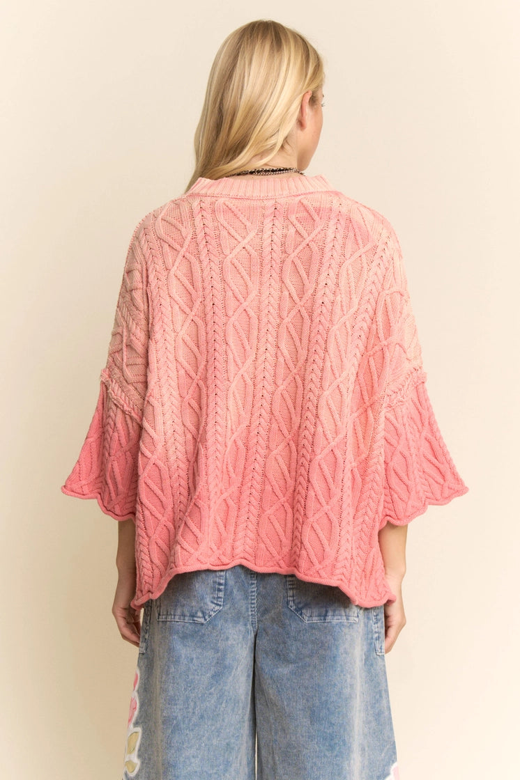 Coral Cable Knit Sweater