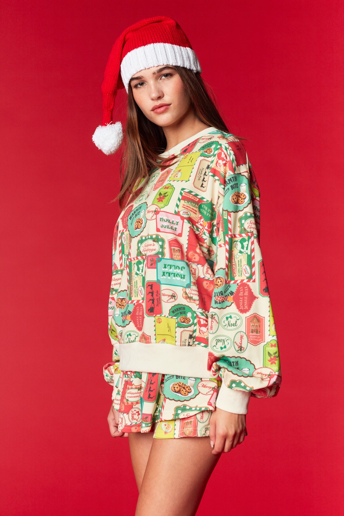 Vintage Holiday Sweatshirt & Shorts Set