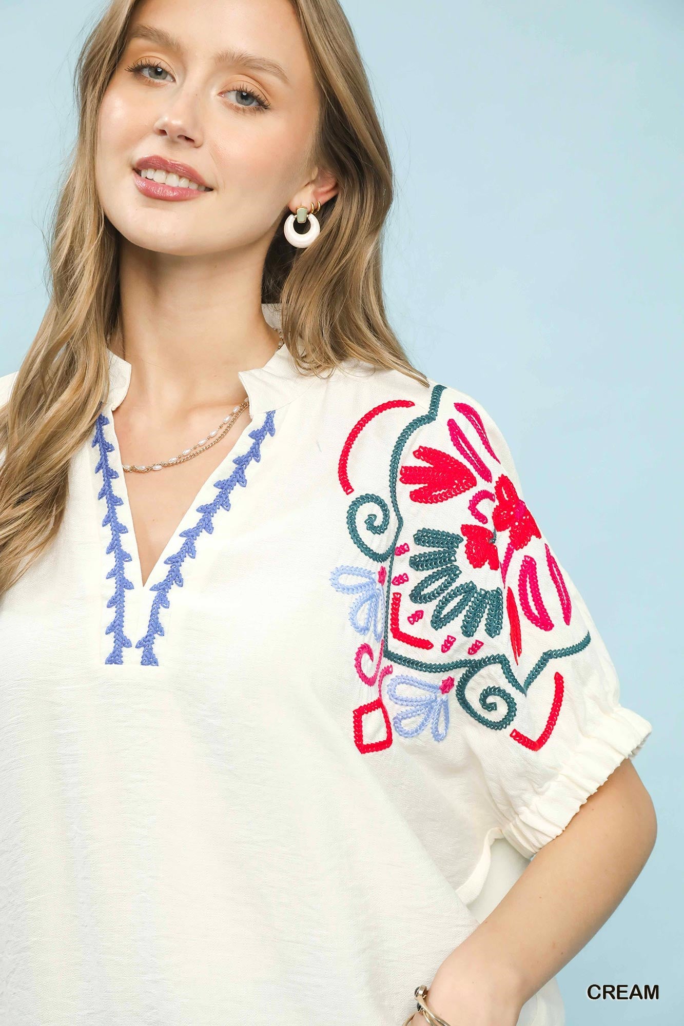 Cream Embroidered Top