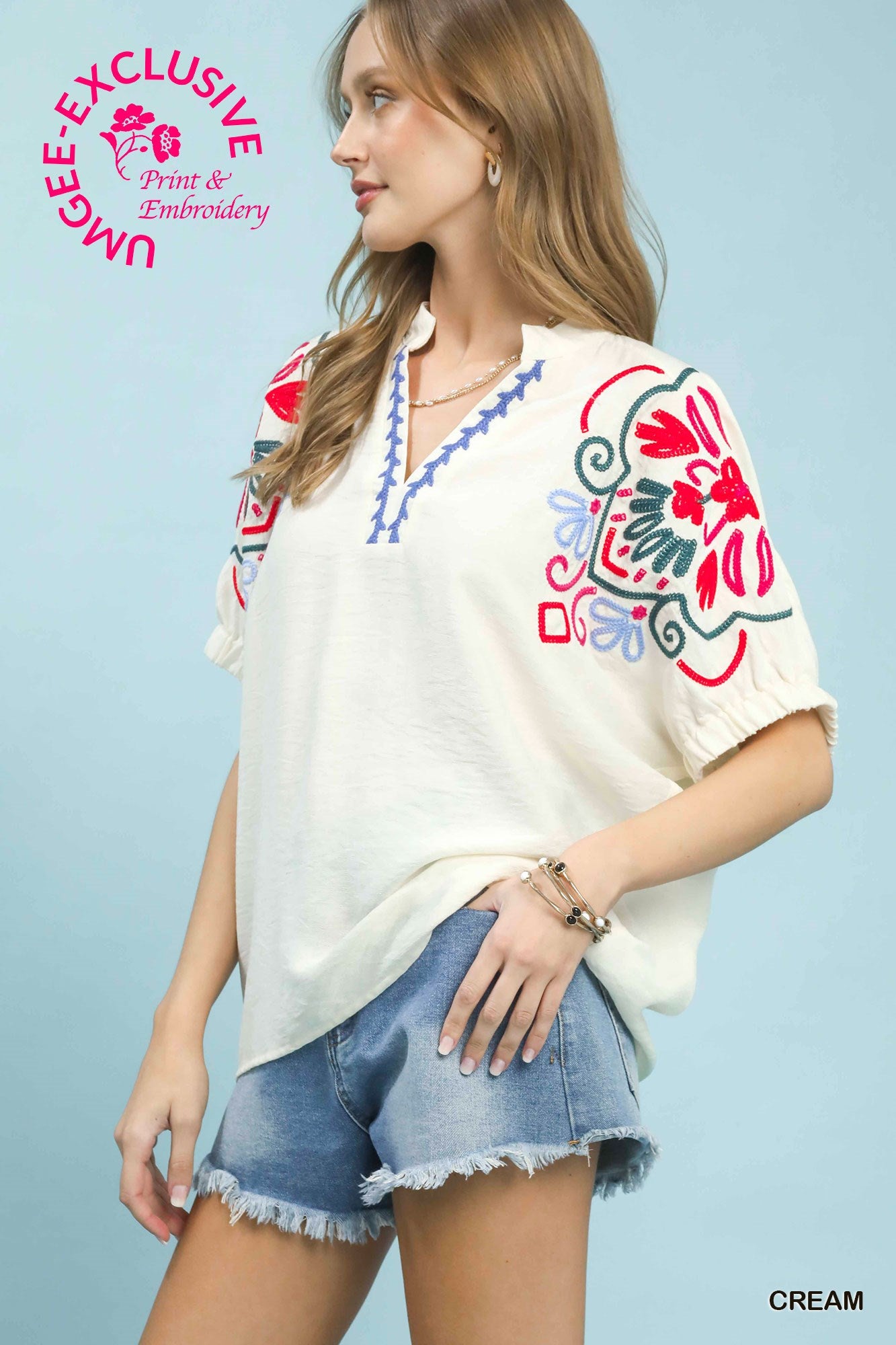Cream Embroidered Top
