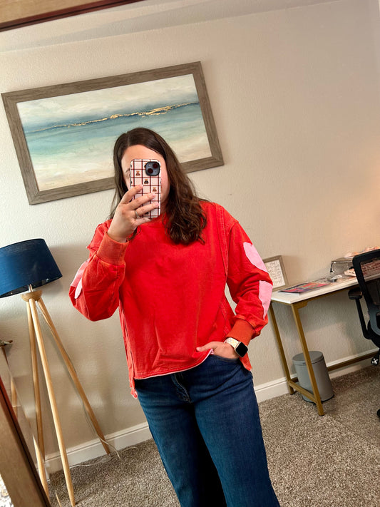 Heart Patched French Terry Sweatshirt