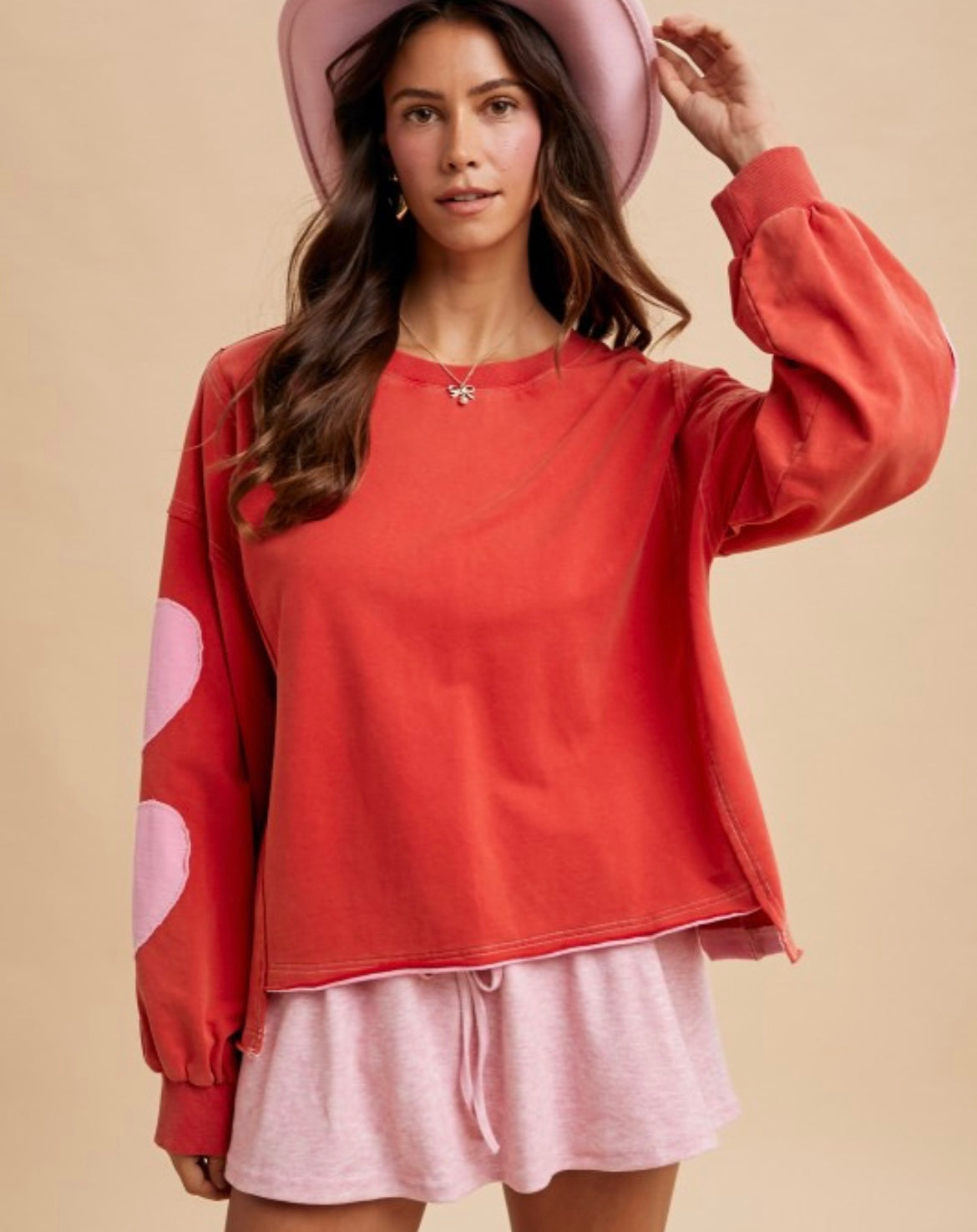 Heart Patched French Terry Sweatshirt