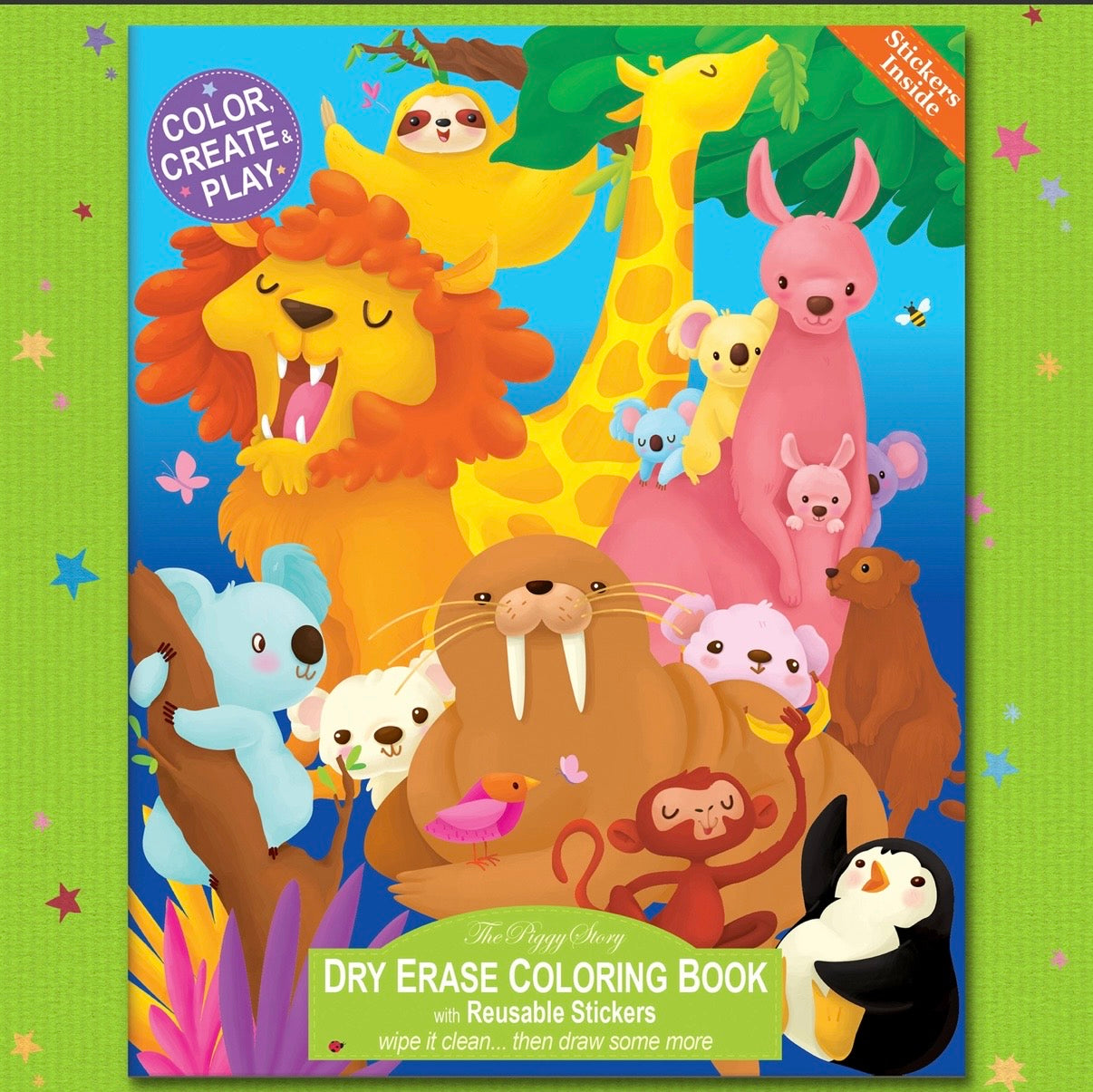 Glitter Animal Dry Erase Coloring Book & Crayon Gift Set