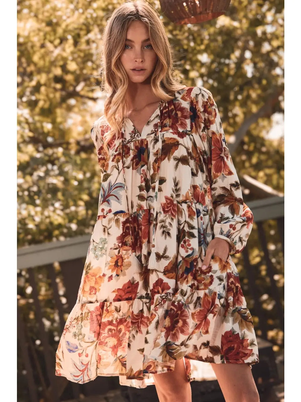 Floral Gathered Mini Dress