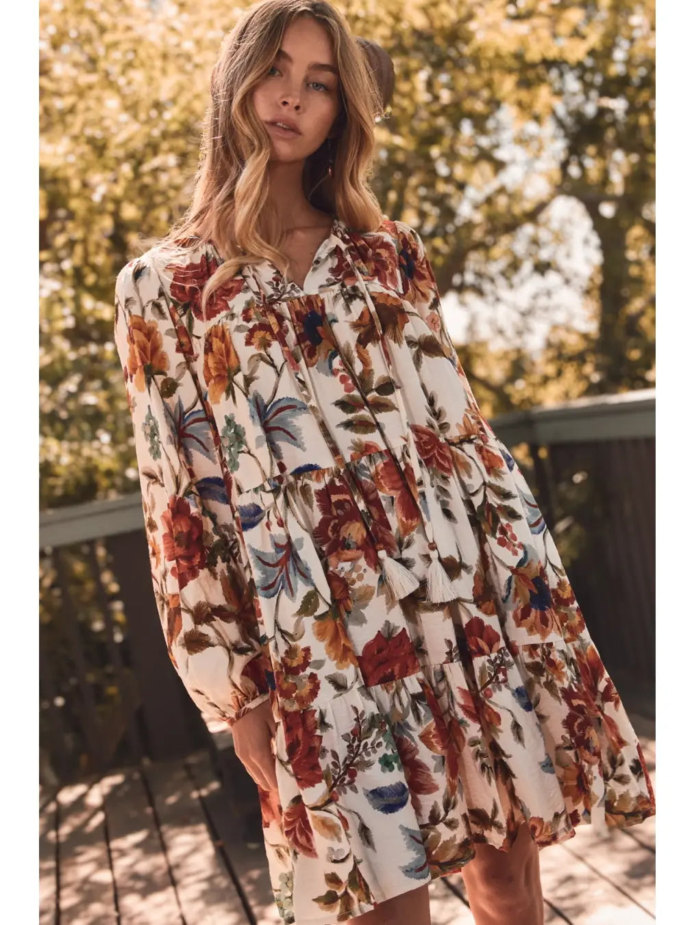Floral Gathered Mini Dress