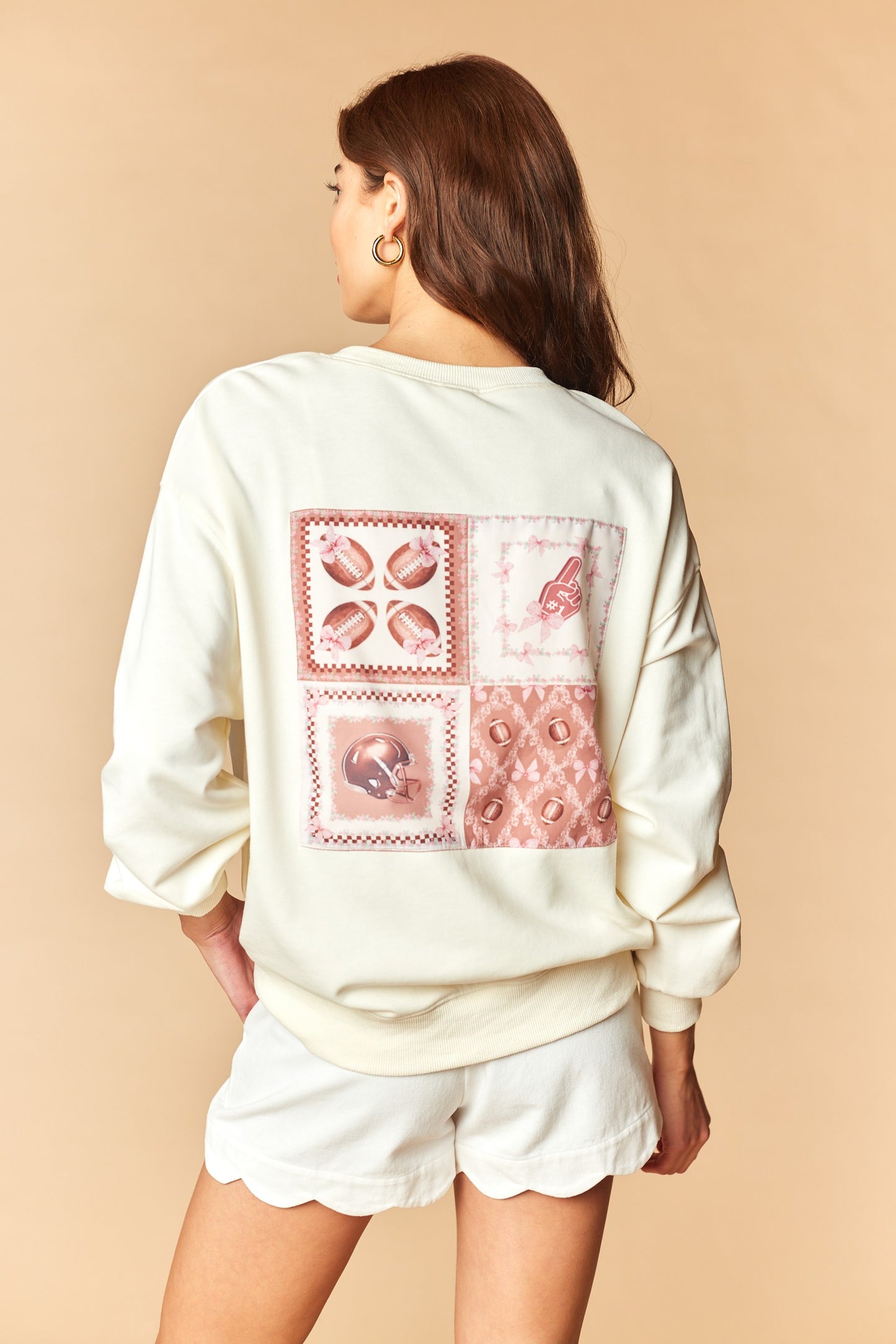 Touchdown Embroidery Patchwork Sweatshirt