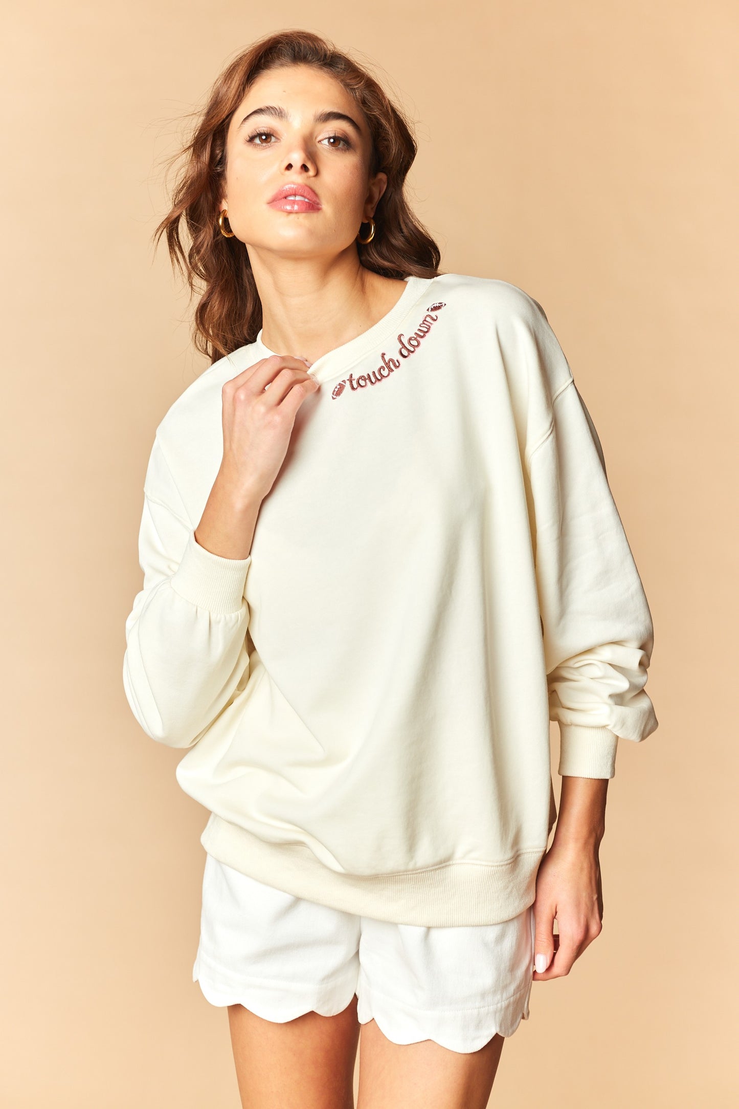 Touchdown Embroidery Patchwork Sweatshirt