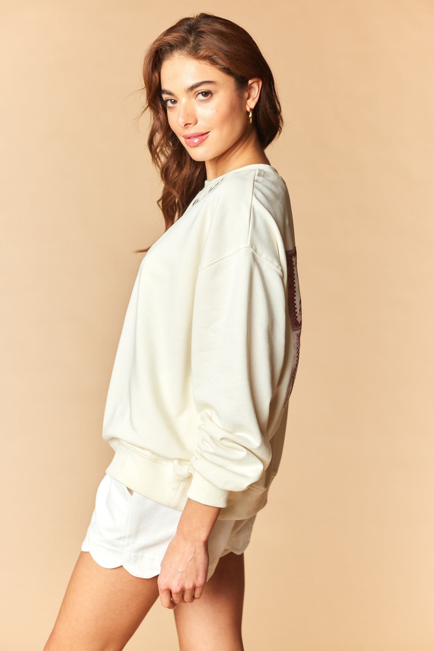 Touchdown Embroidery Patchwork Sweatshirt