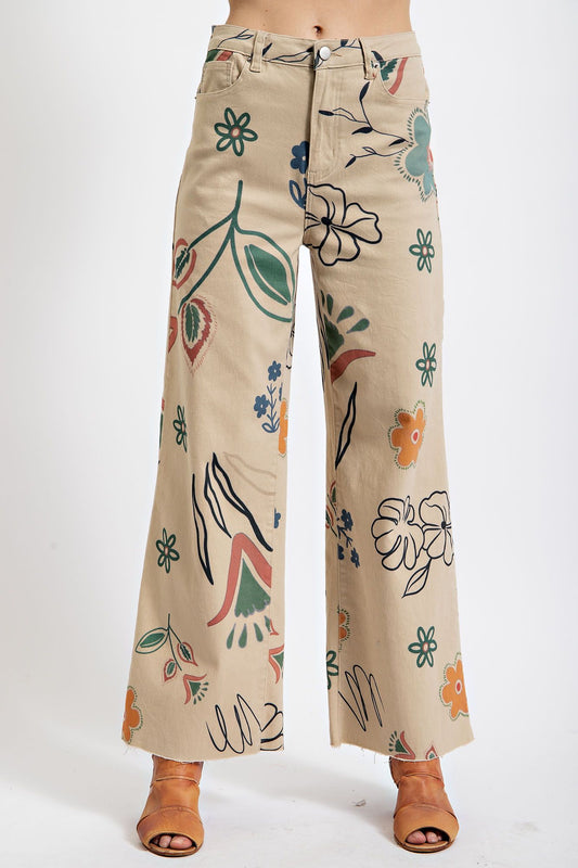 Easel Printed Floral Pant