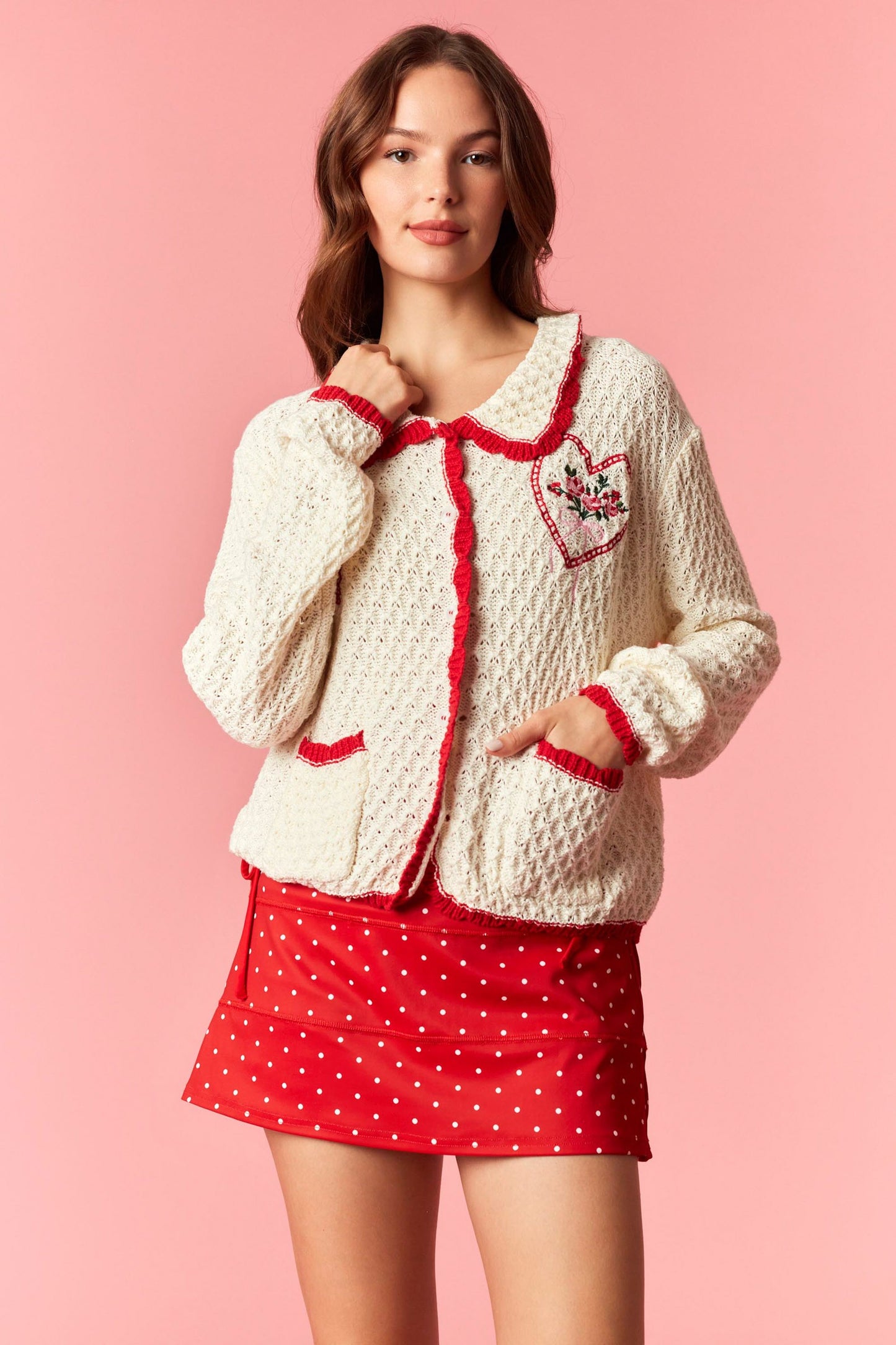 Heart Bouquet Crochet Scallop Cardigan