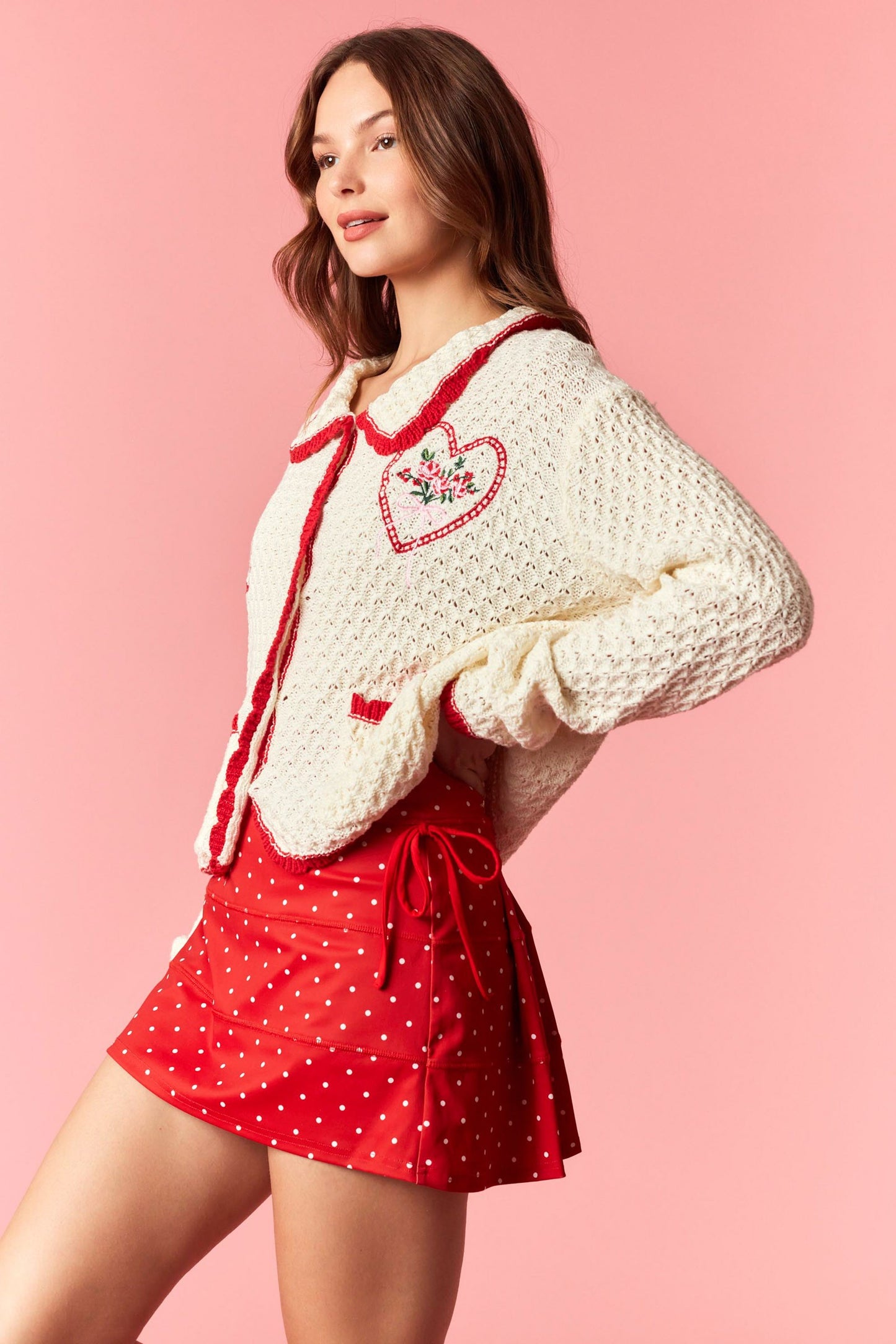 Heart Bouquet Crochet Scallop Cardigan