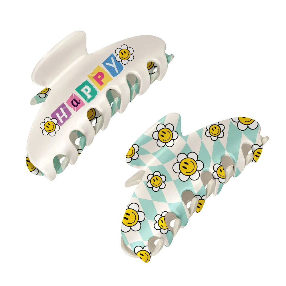 Two-Sided Large Claw Clip - Happy
