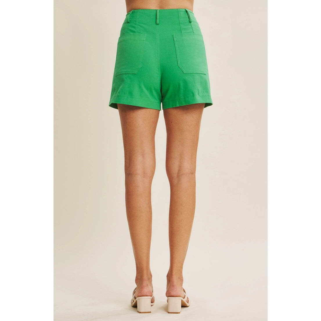 All-Day Comfort Stretchy Green Cotton Shorts