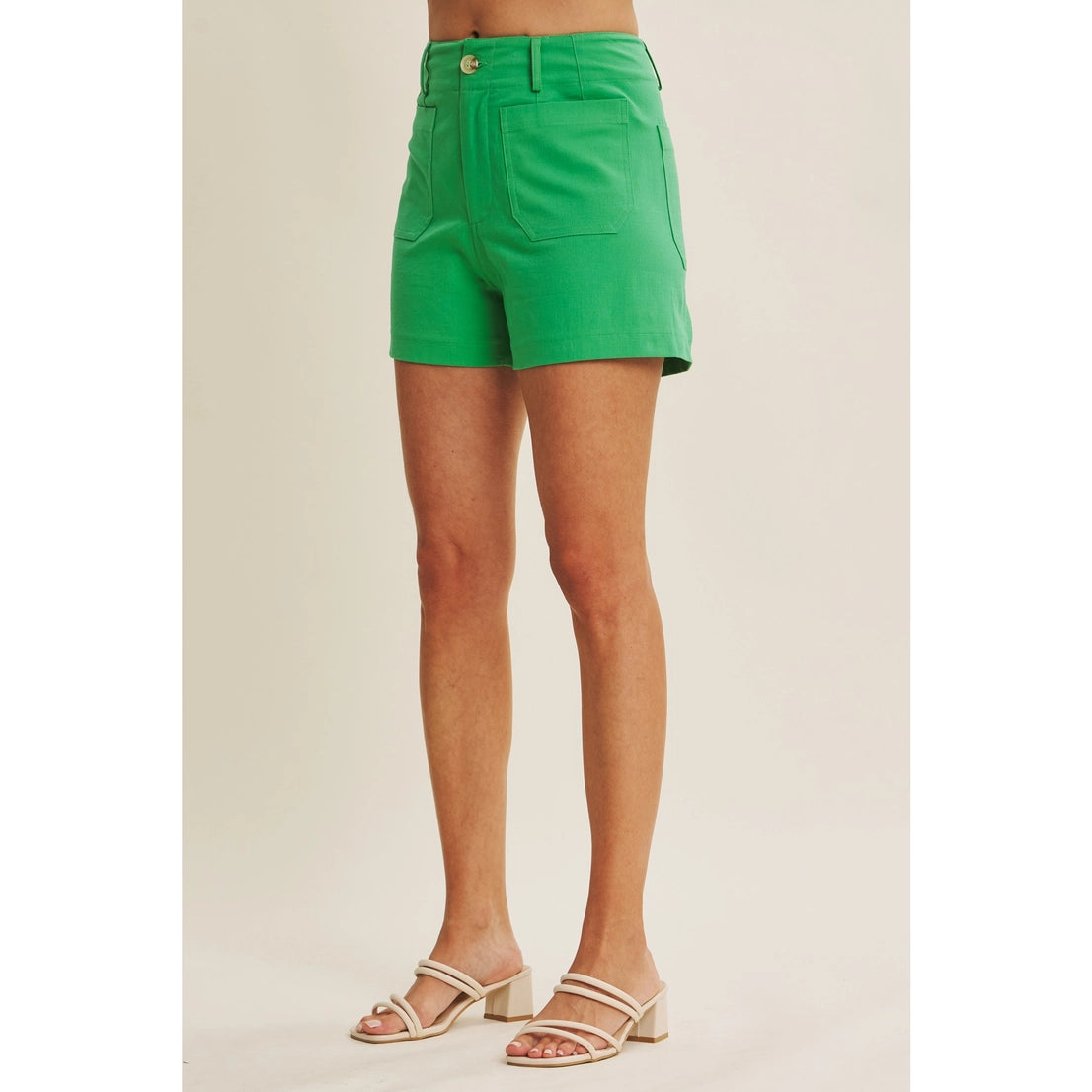 All-Day Comfort Stretchy Green Cotton Shorts