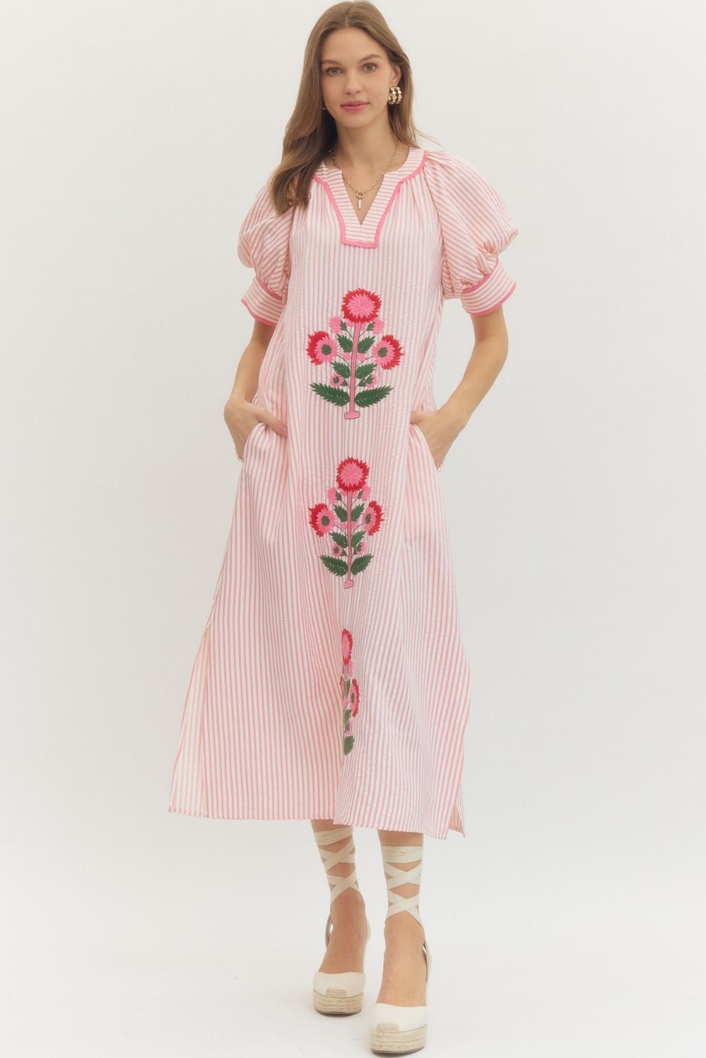 Floral Embroidery Maxi Dress
