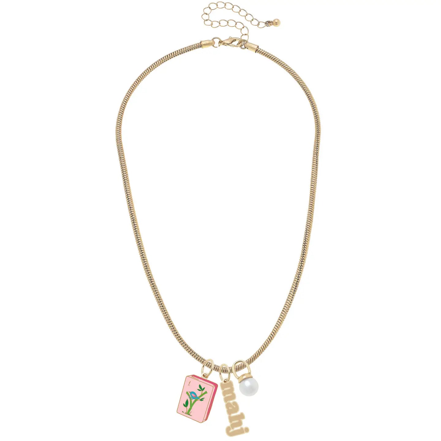 Mahjong Charm Necklace in Shiny Gold