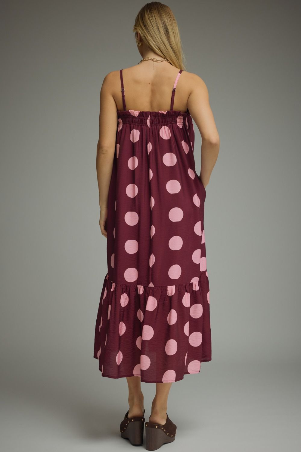 Plum Polka Dot Midi Dress
