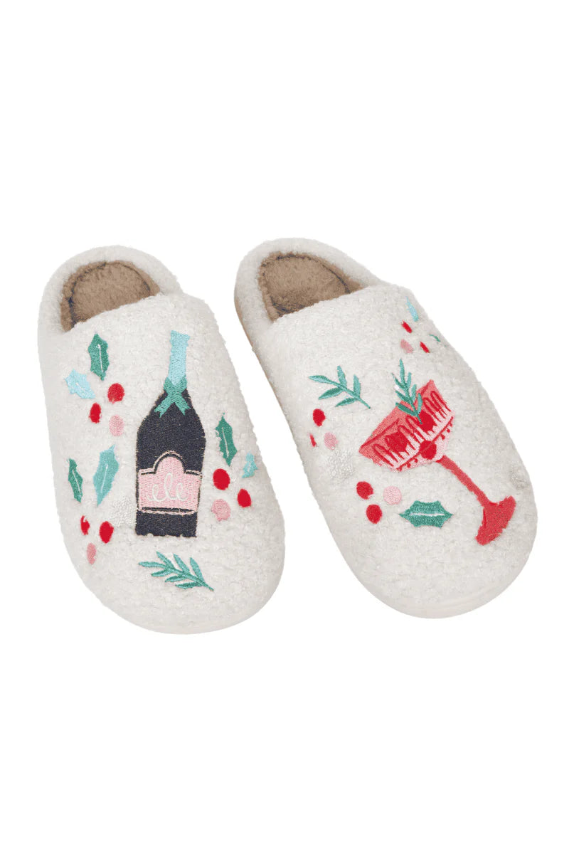 Holiday Champagne, Coupes & Holly Slippers