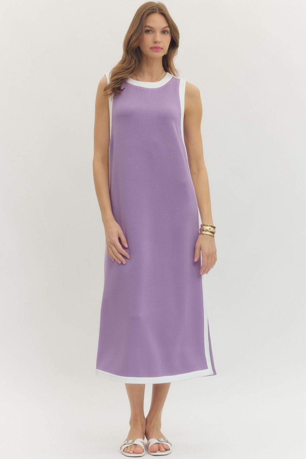 Lavender Contrast Midi Dress