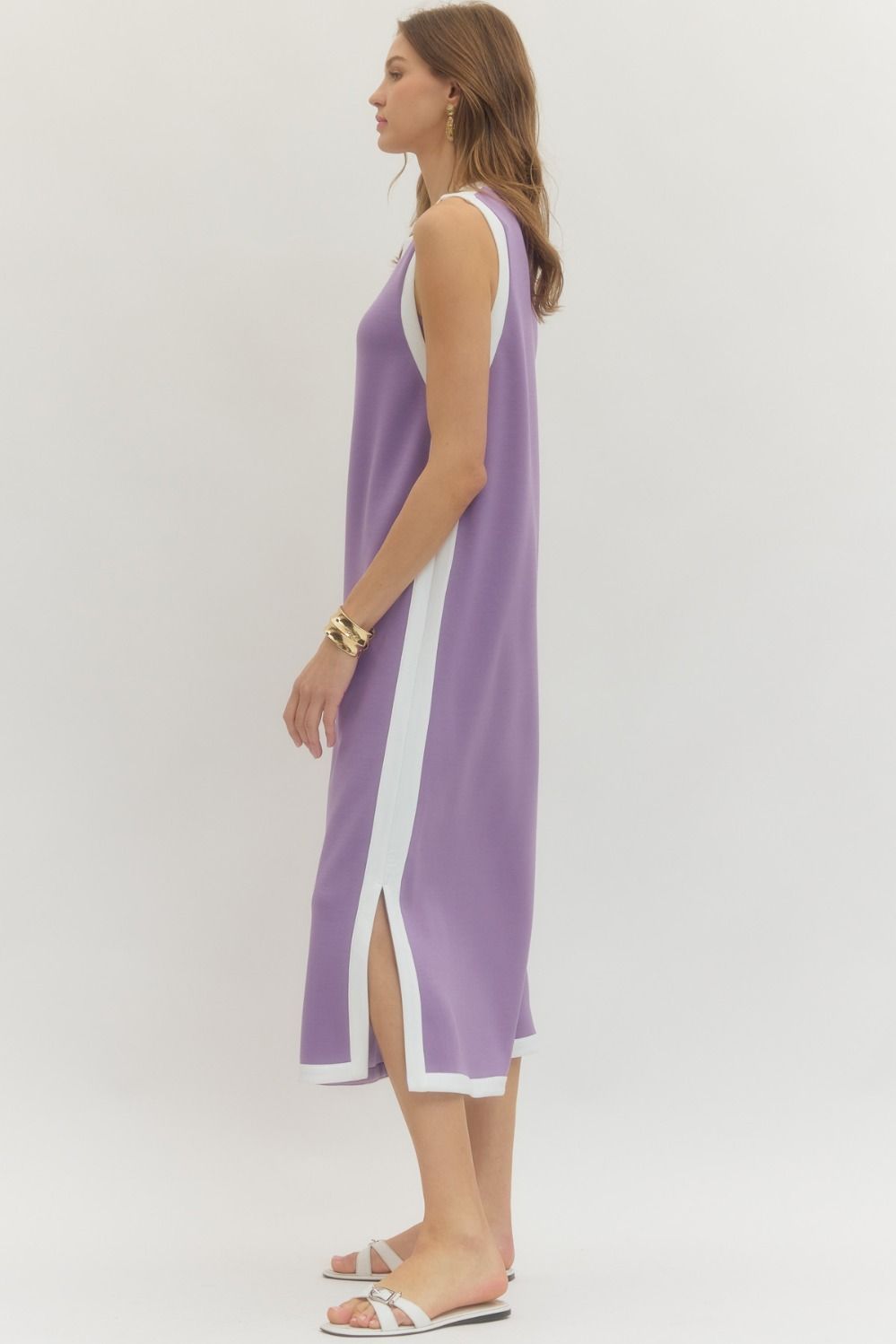 Lavender Contrast Midi Dress