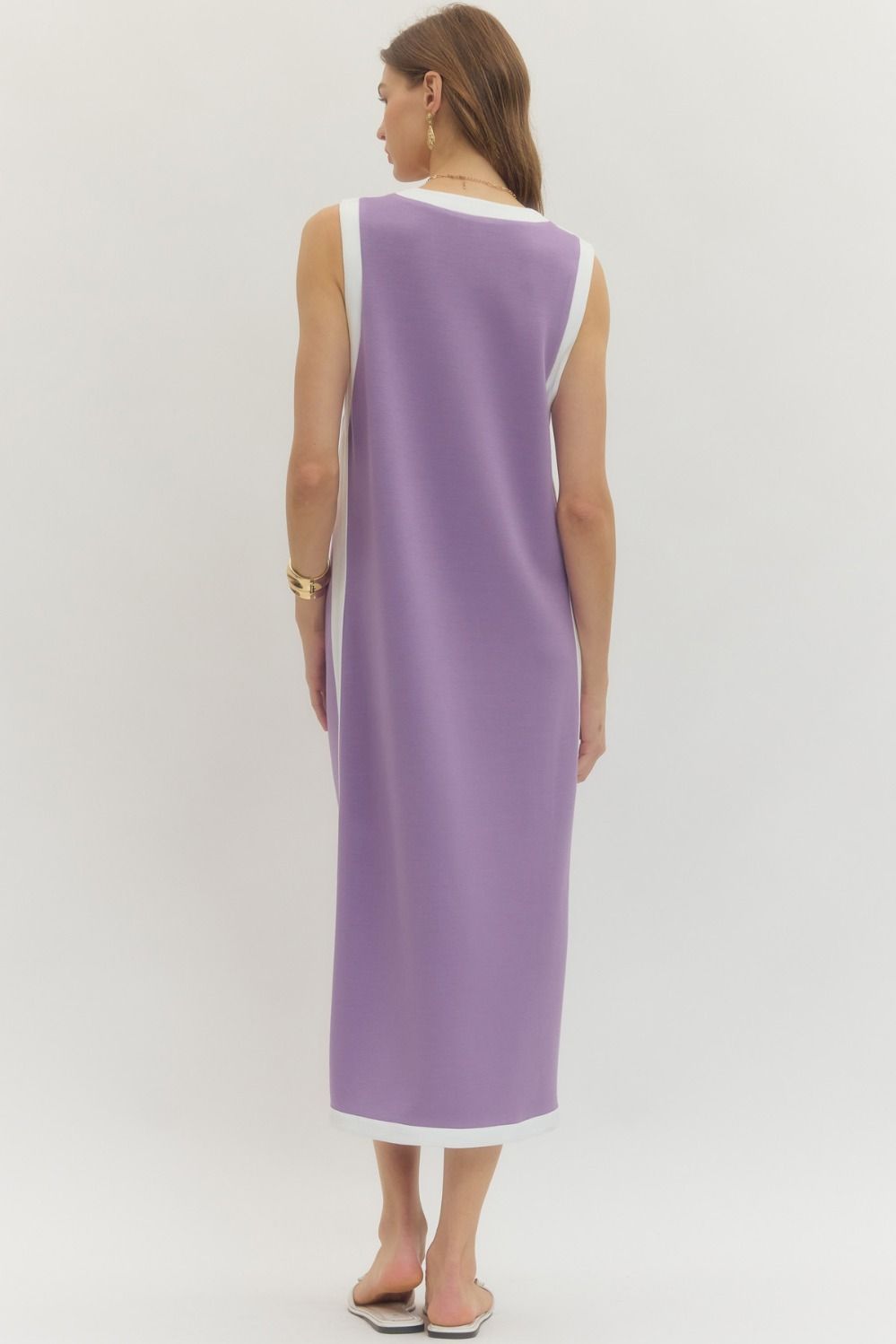 Lavender Contrast Midi Dress