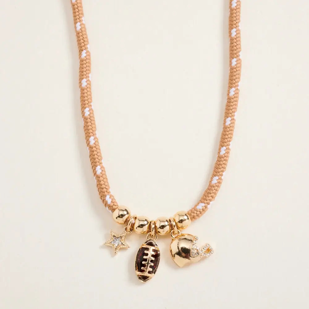 18 Inch Football Charm Rope Necklace