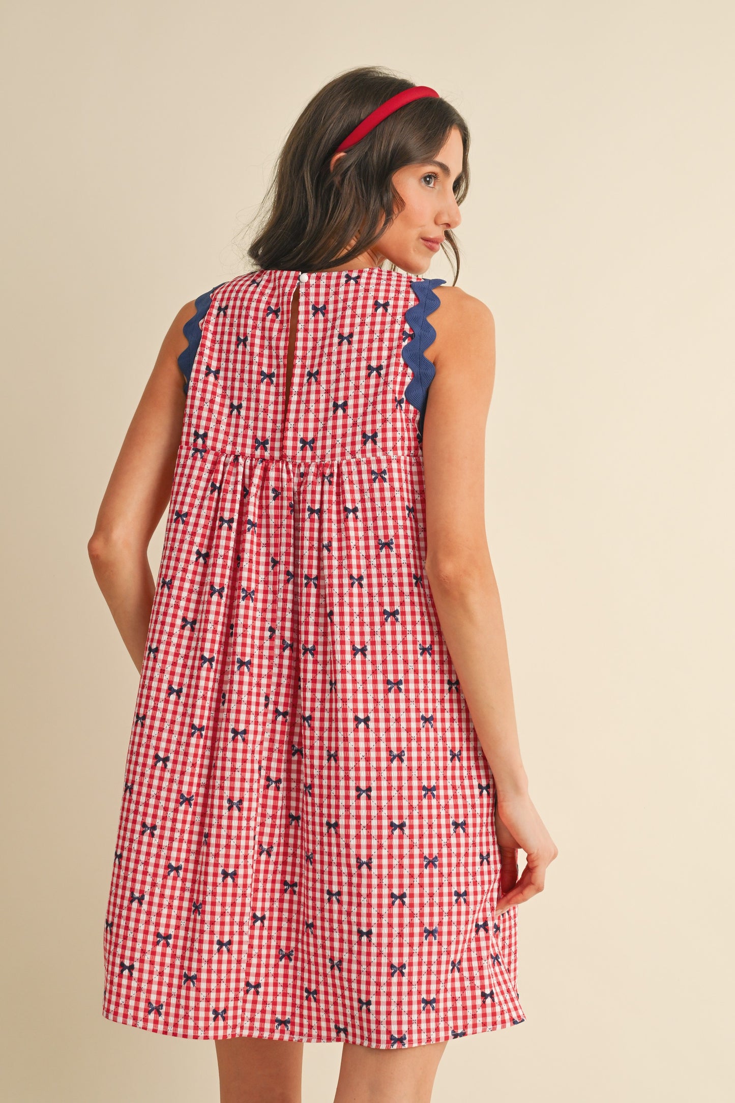 Ric Rac Red Gingham Bow Dress