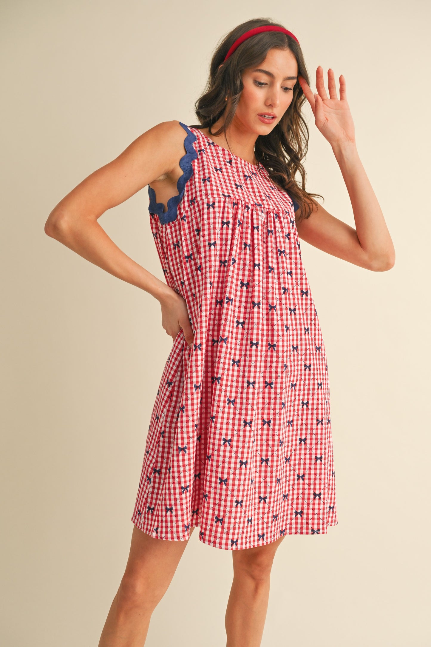 Ric Rac Red Gingham Bow Dress